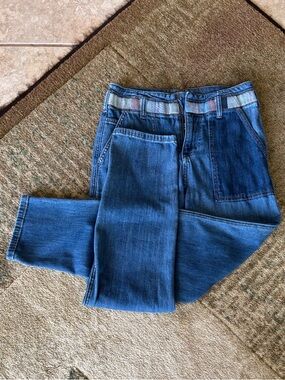 Anthropologie Pilcro and the Letterpress Blue Denim Jeans Patterned Waistband